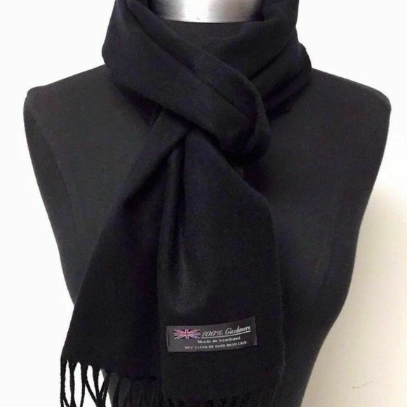New Soft Navy Blue Warm 100% Cashmere Scarf - Picture 4 of 5